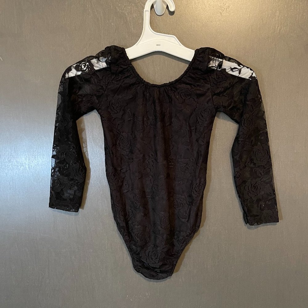 Little Girl's Black Lace Leotard - Long Sleeve - Sz 5T (runs small)